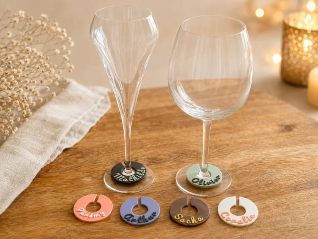 Marque-verre personnalisé prénom — Nénuphar, table & événements